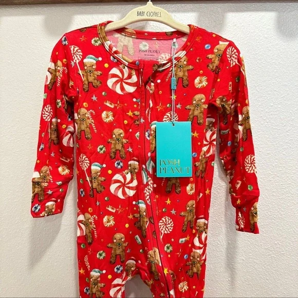 POSH PEANUT CANDY CANE LANE CHRISTMAS XMAS HOLIDAY FOOTIE ONESIE 18-24M